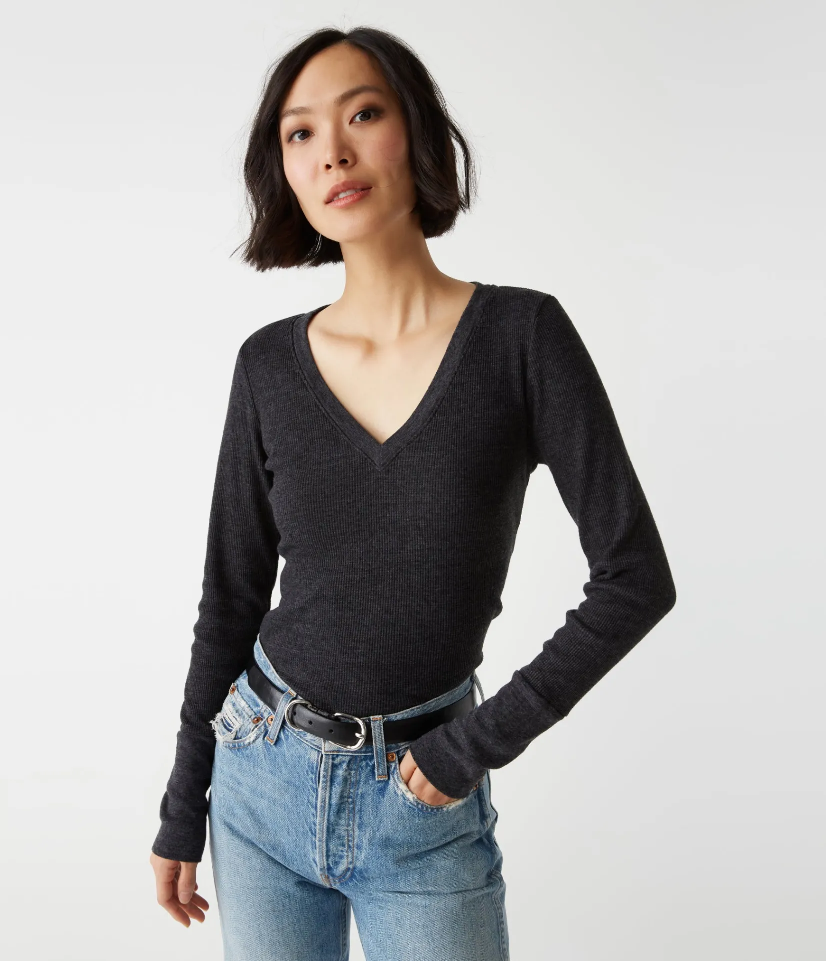 romeo_thermal_vneck_tee_20.webp Michael Stars Romeo Thermal V-Neck Tee- T-Shirts | Loungewear