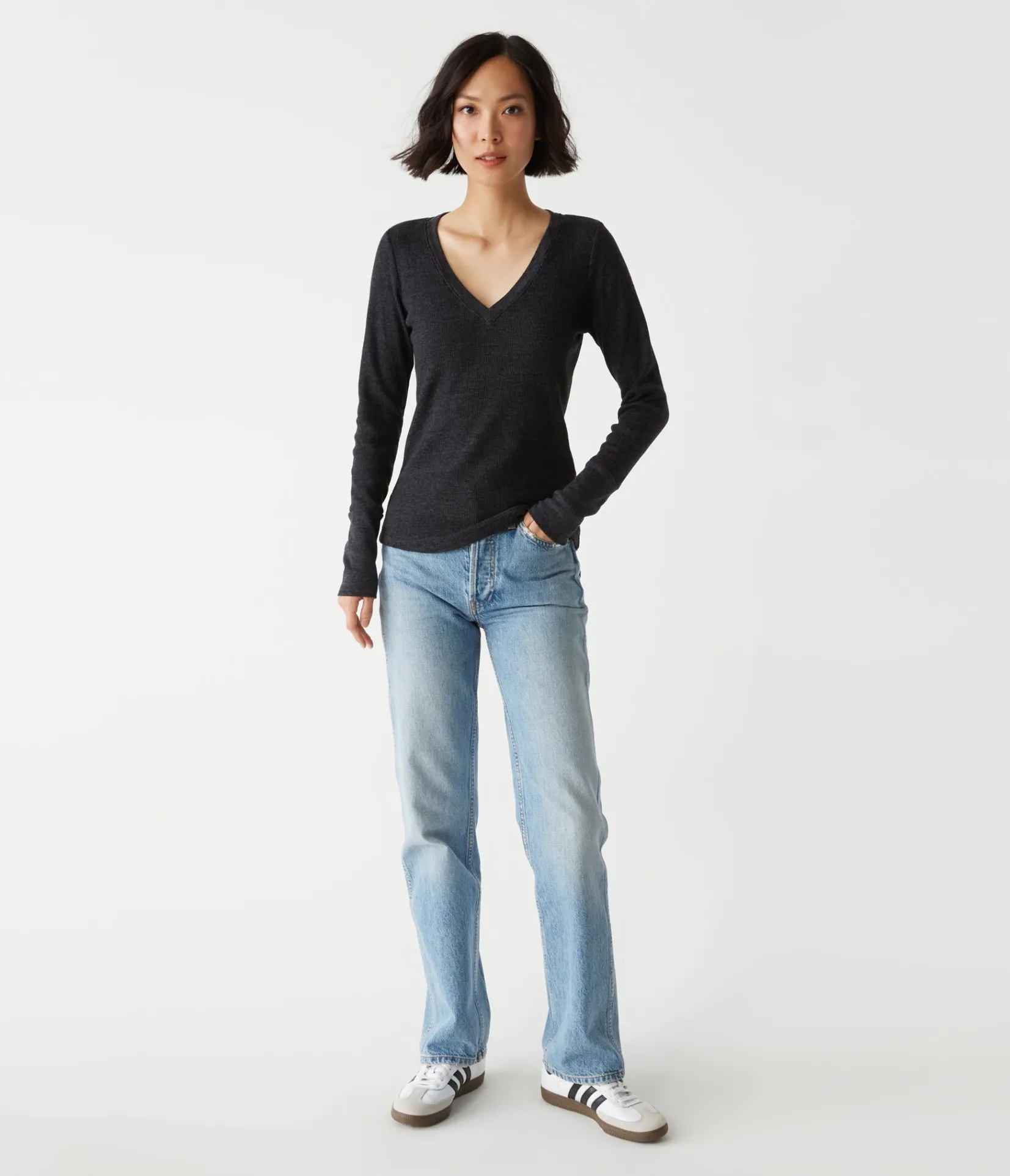 romeo_thermal_vneck_tee_21.webp Michael Stars Romeo Thermal V-Neck Tee- T-Shirts | Loungewear