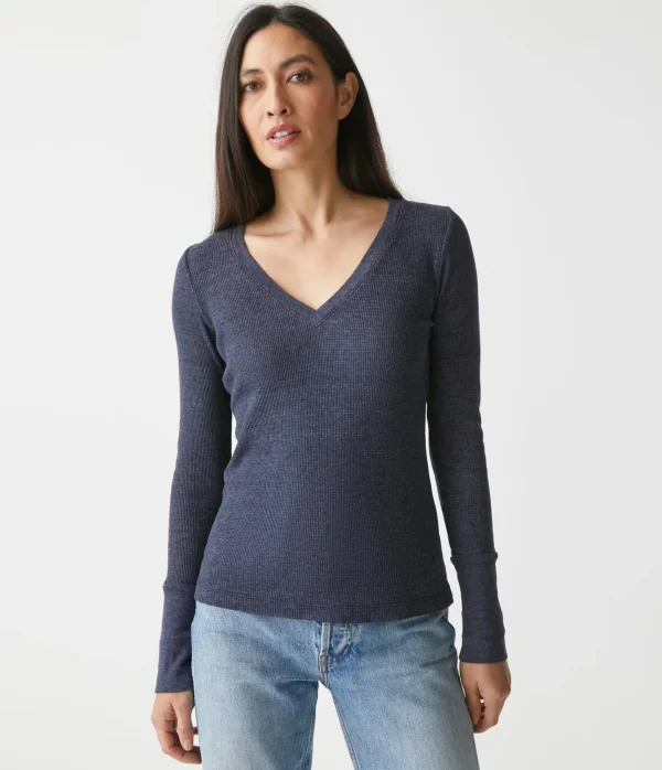 Michael Stars Romeo Thermal V-Neck Tee- T-Shirts | Loungewear