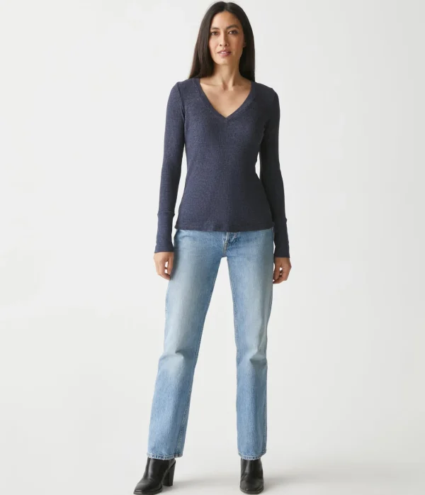 Michael Stars Romeo Thermal V-Neck Tee- T-Shirts | Loungewear