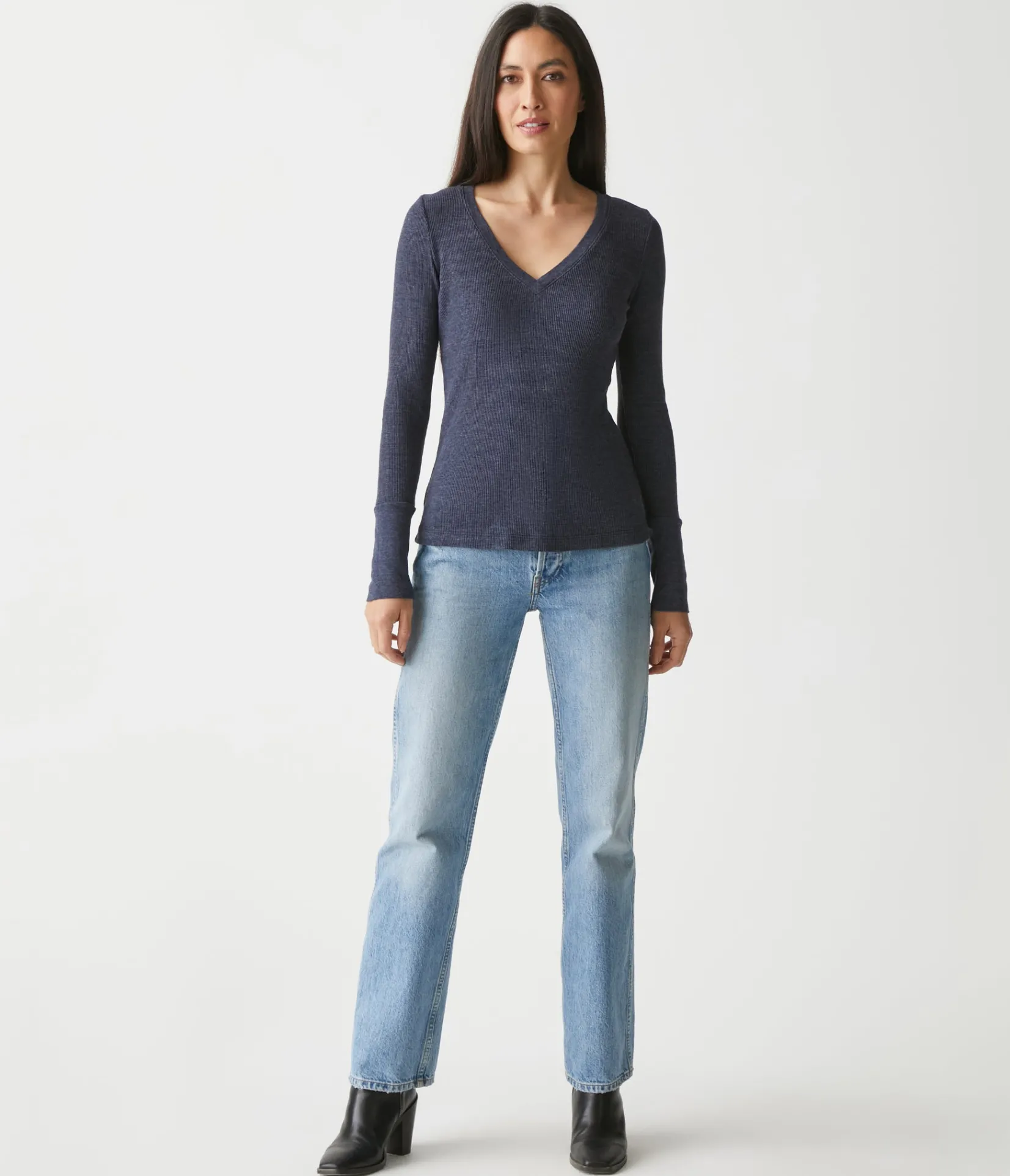 romeo_thermal_vneck_tee_25.webp Michael Stars Romeo Thermal V-Neck Tee- T-Shirts | Loungewear