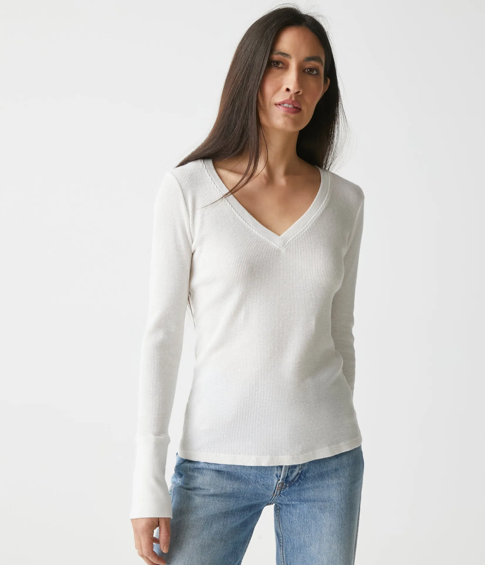 romeo_thermal_vneck_tee_31.webp Michael Stars Romeo Thermal V-Neck Tee- T-Shirts | Loungewear