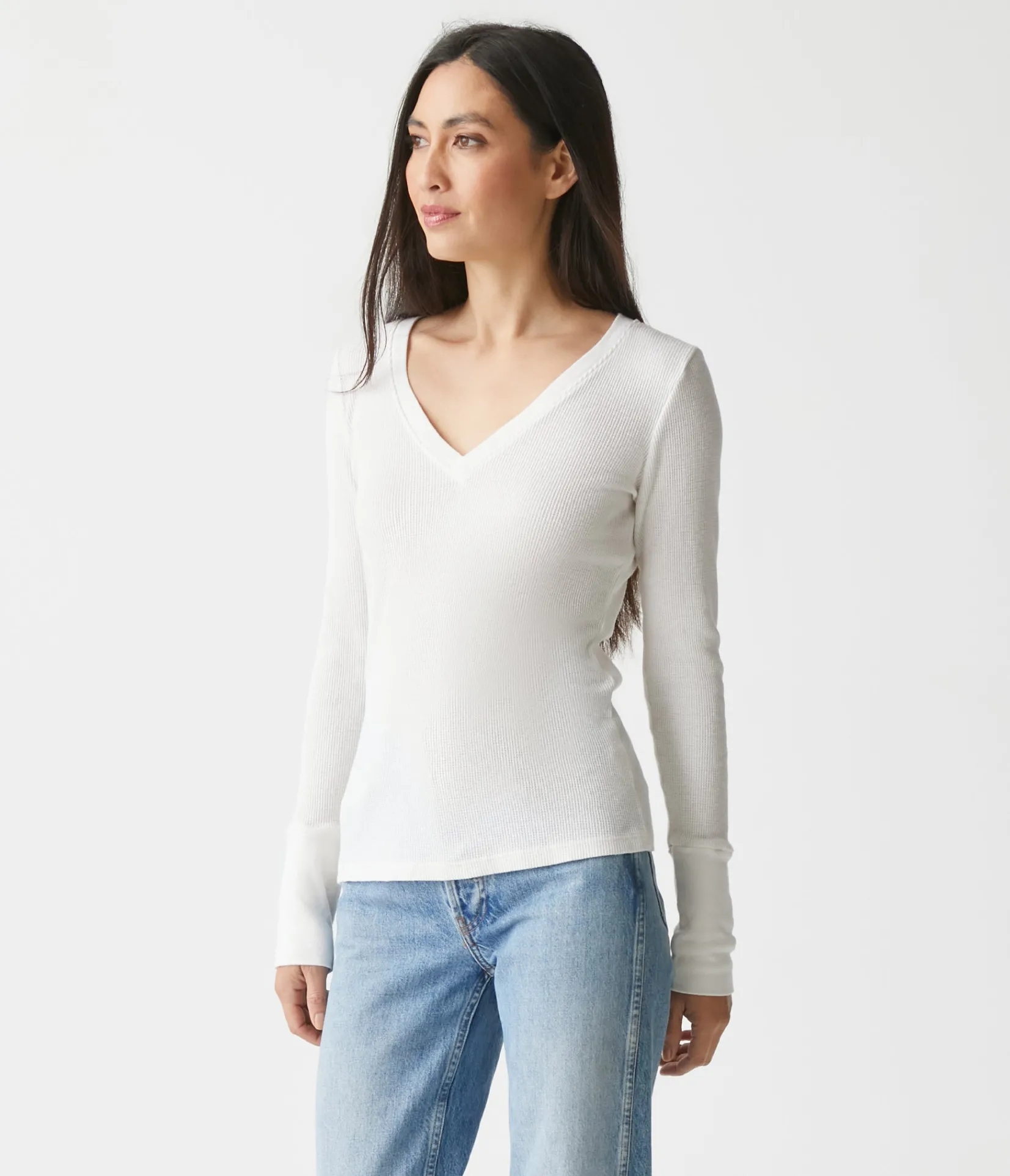 romeo_thermal_vneck_tee_33.webp Michael Stars Romeo Thermal V-Neck Tee- T-Shirts | Loungewear