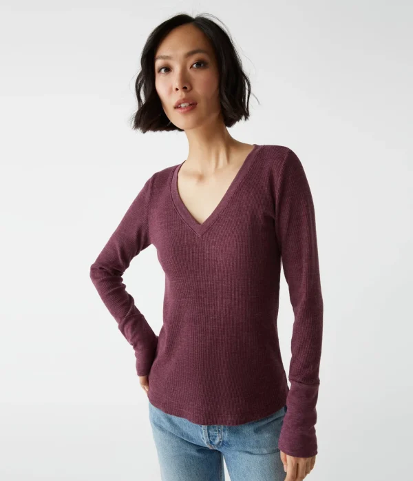 Michael Stars Romeo Thermal V-Neck Tee- T-Shirts | Loungewear