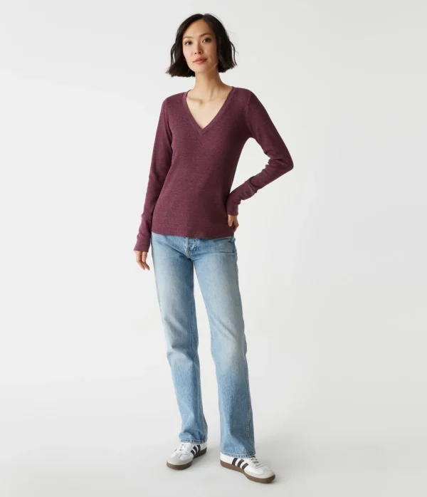 Michael Stars Romeo Thermal V-Neck Tee- T-Shirts | Loungewear