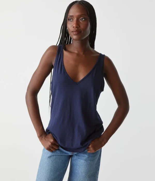Michael Stars Scarlett V-Neck Tank- Tank Tops | Supima Cotton T-Shirts