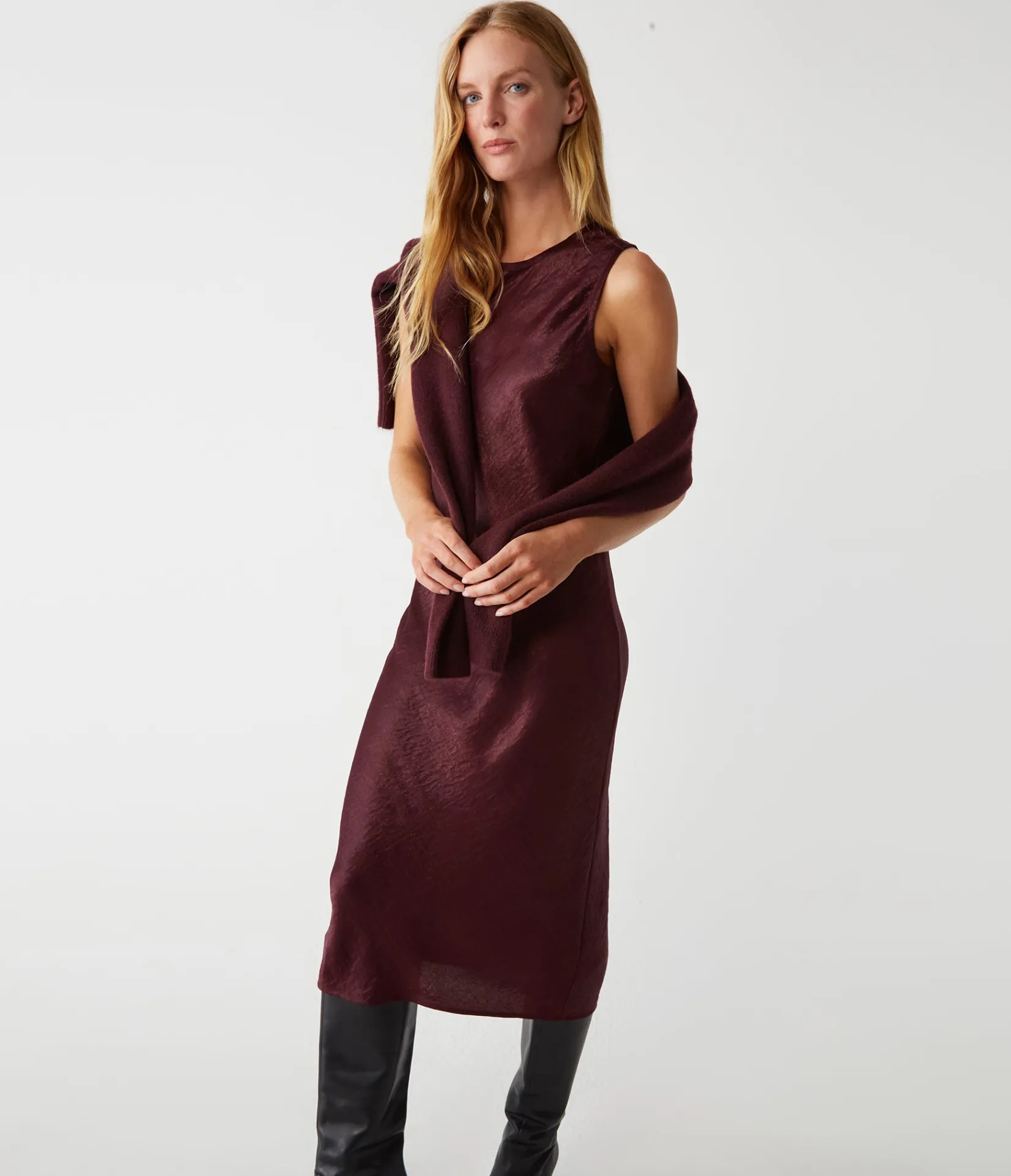 seema_hammered_satin_midi_dress_0.webp Michael Stars Seema Hammered Satin Midi Dress- Dresses | Midi Dresses