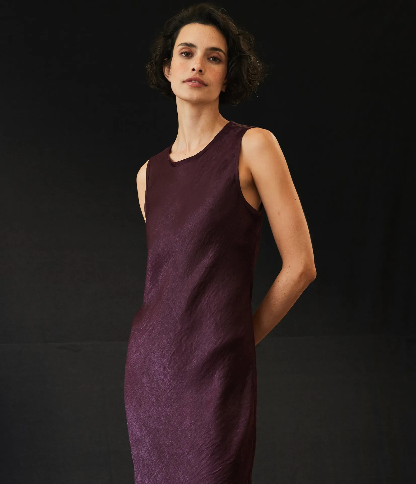seema_hammered_satin_midi_dress_4.webp Michael Stars Seema Hammered Satin Midi Dress- Dresses | Midi Dresses
