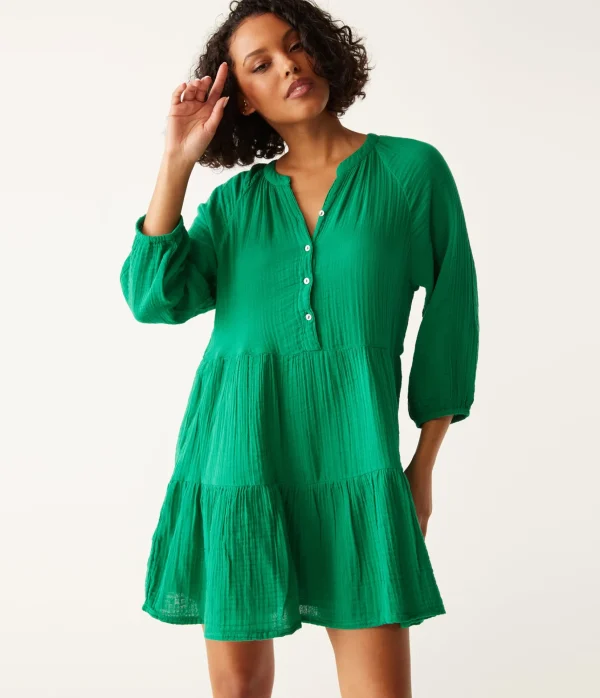 Michael Stars Sonia Tiered Gauze Dress- Dresses | Knee Length Dresses