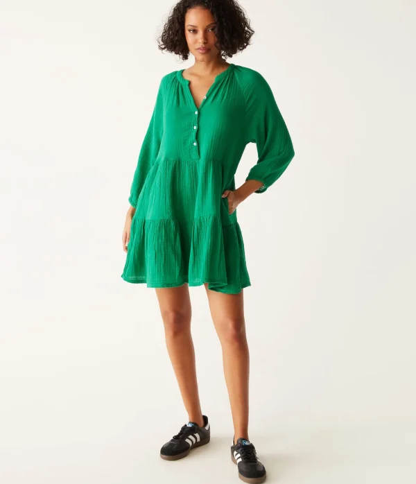Michael Stars Sonia Tiered Gauze Dress- Dresses | Knee Length Dresses