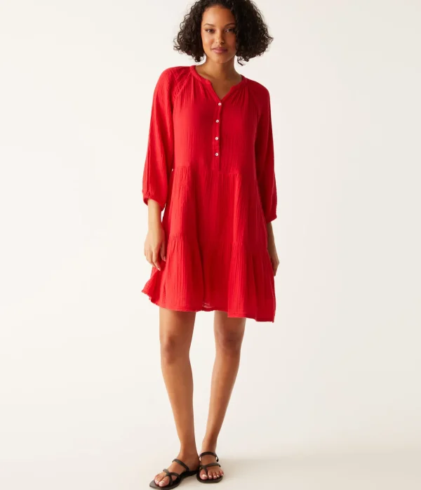 Michael Stars Sonia Tiered Gauze Dress- Dresses | Knee Length Dresses