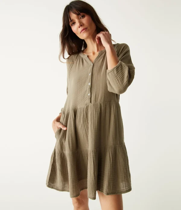 Michael Stars Sonia Tiered Gauze Dress- Dresses | Knee Length Dresses