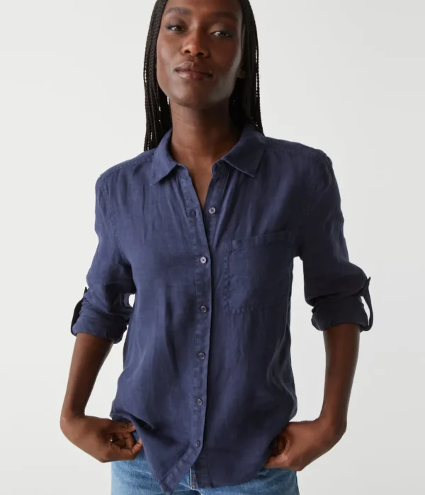 Michael Stars Spencer Linen Button Down Top- Tops, Blouses & Shirts
