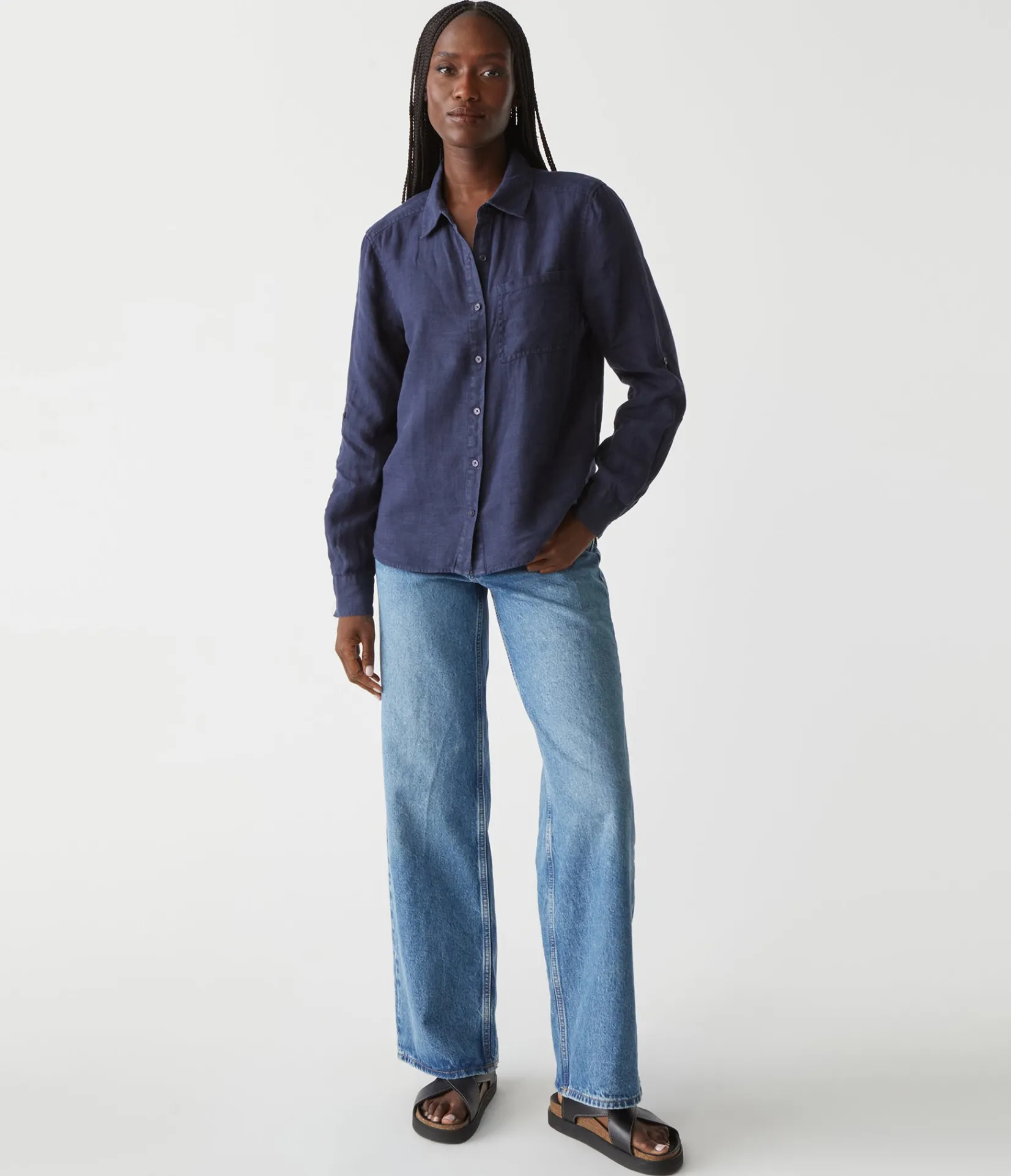 spencer_linen_button_down_top_1.webp Michael Stars Spencer Linen Button Down Top- Tops, Blouses & Shirts