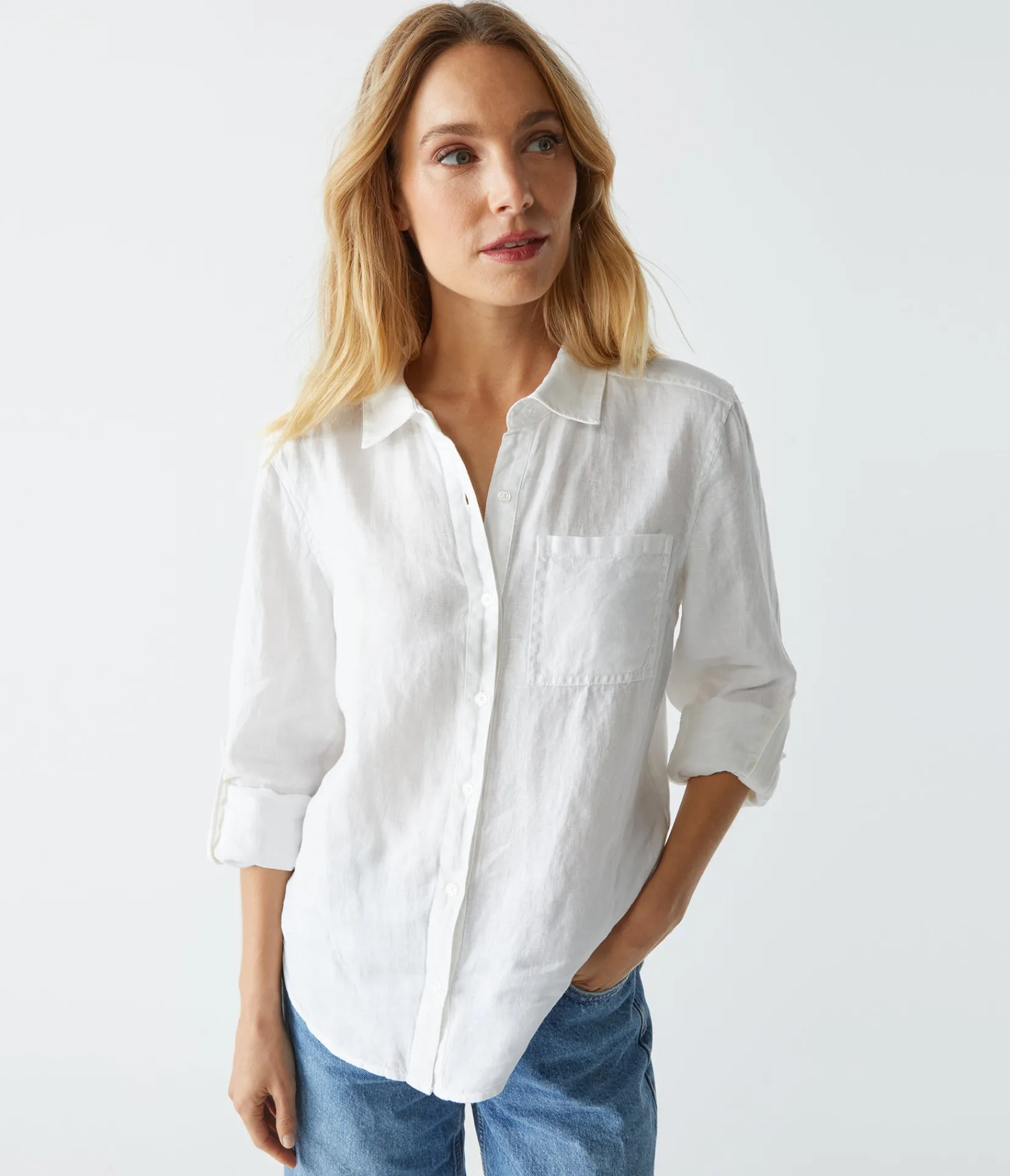 spencer_linen_button_down_top_12.webp Michael Stars Spencer Linen Button Down Top- Tops, Blouses & Shirts