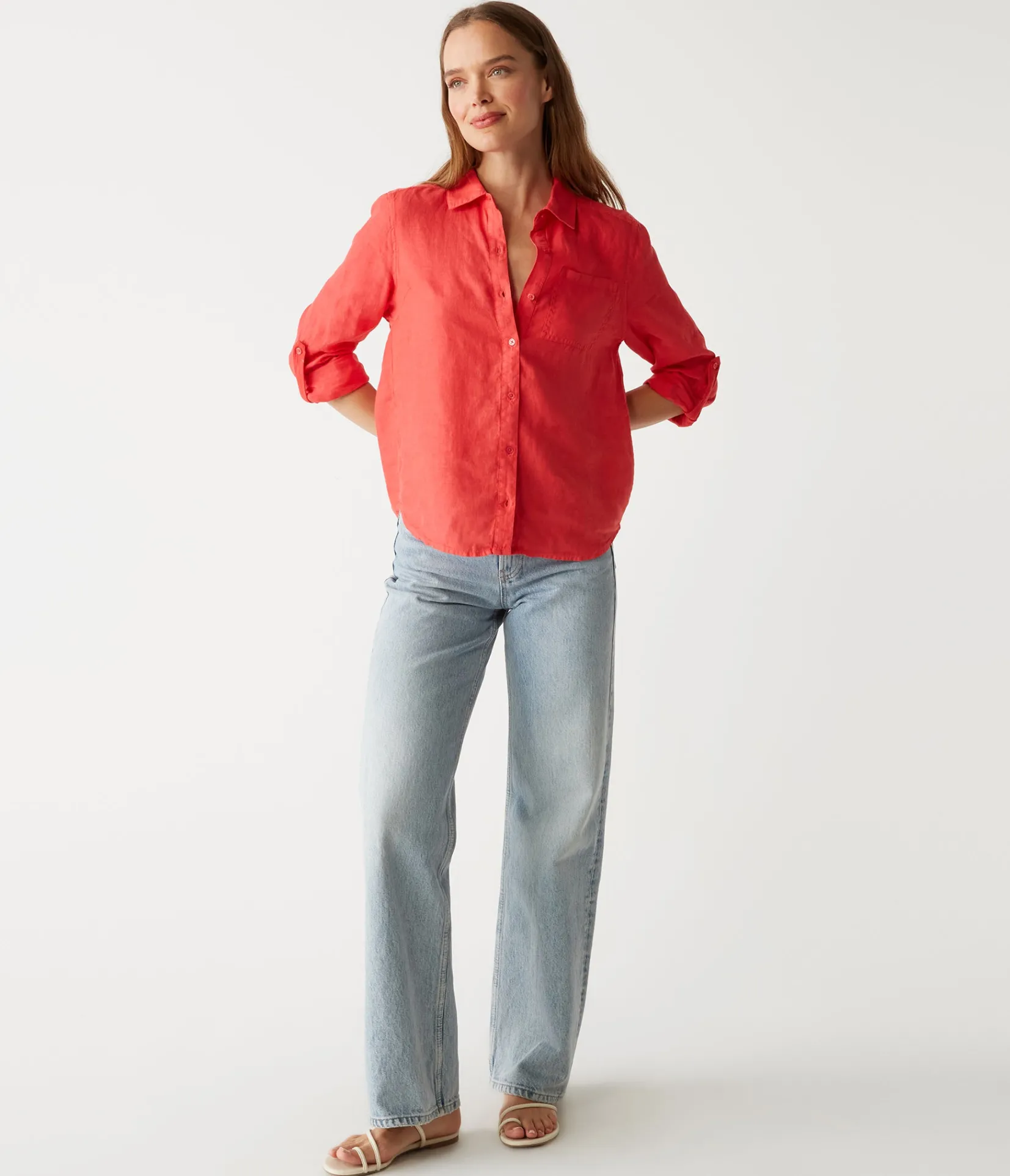 spencer_linen_button_down_top_17.webp Michael Stars Spencer Linen Button Down Top- Tops, Blouses & Shirts