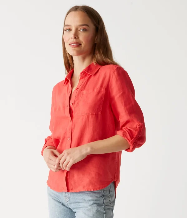 Michael Stars Spencer Linen Button Down Top- Tops, Blouses & Shirts