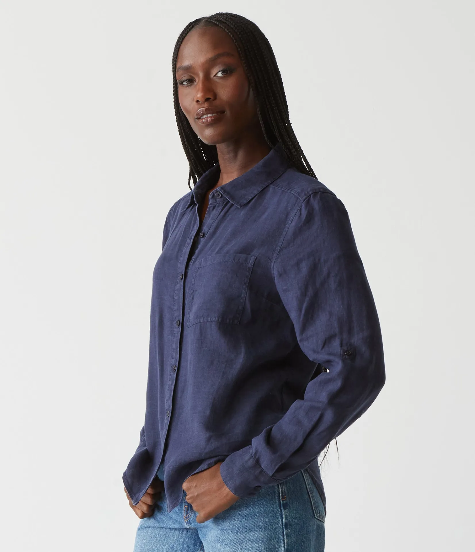 spencer_linen_button_down_top_2.webp Michael Stars Spencer Linen Button Down Top- Tops, Blouses & Shirts