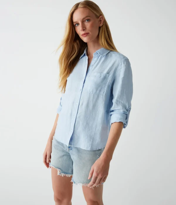 Michael Stars Spencer Linen Button Down Top- Tops, Blouses & Shirts