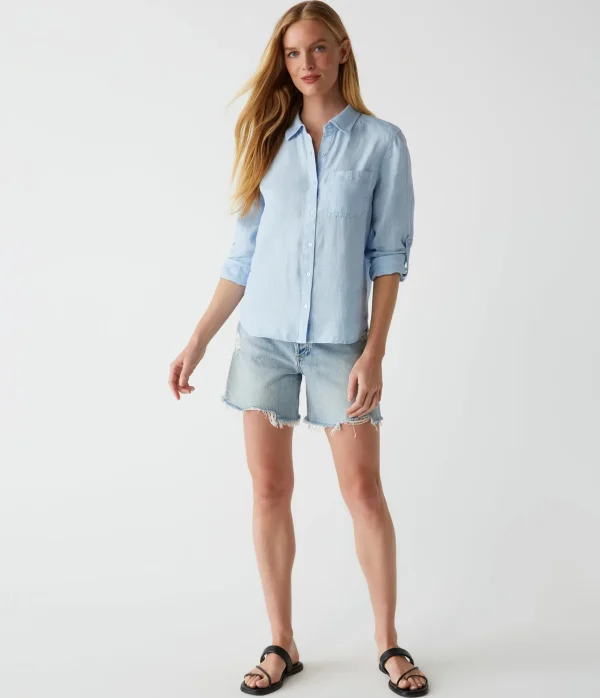 Michael Stars Spencer Linen Button Down Top- Tops, Blouses & Shirts