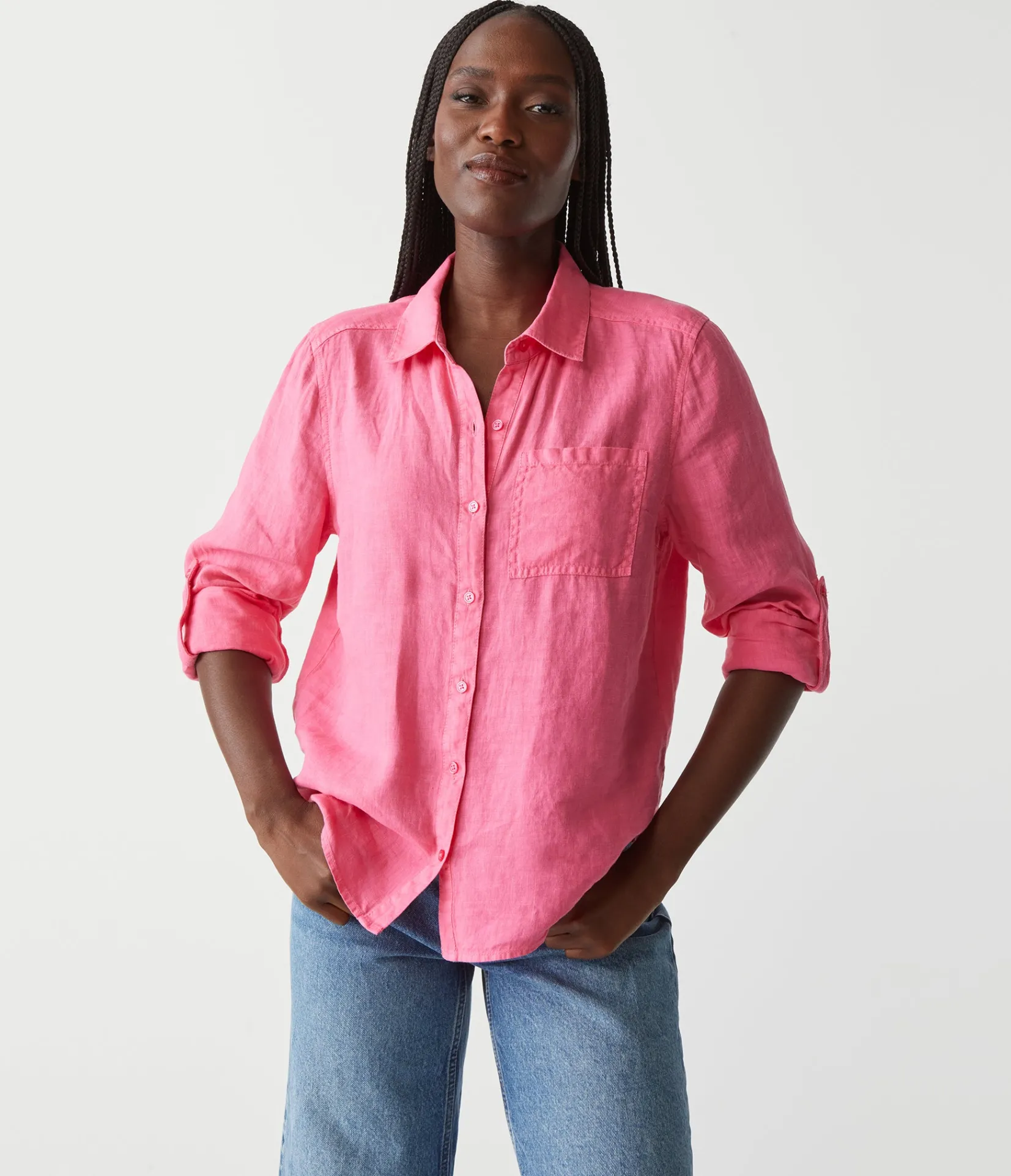 spencer_linen_button_down_top_28.webp Michael Stars Spencer Linen Button Down Top- Tops, Blouses & Shirts