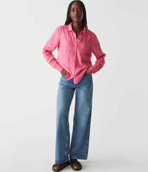 Michael Stars Spencer Linen Button Down Top- Tops, Blouses & Shirts