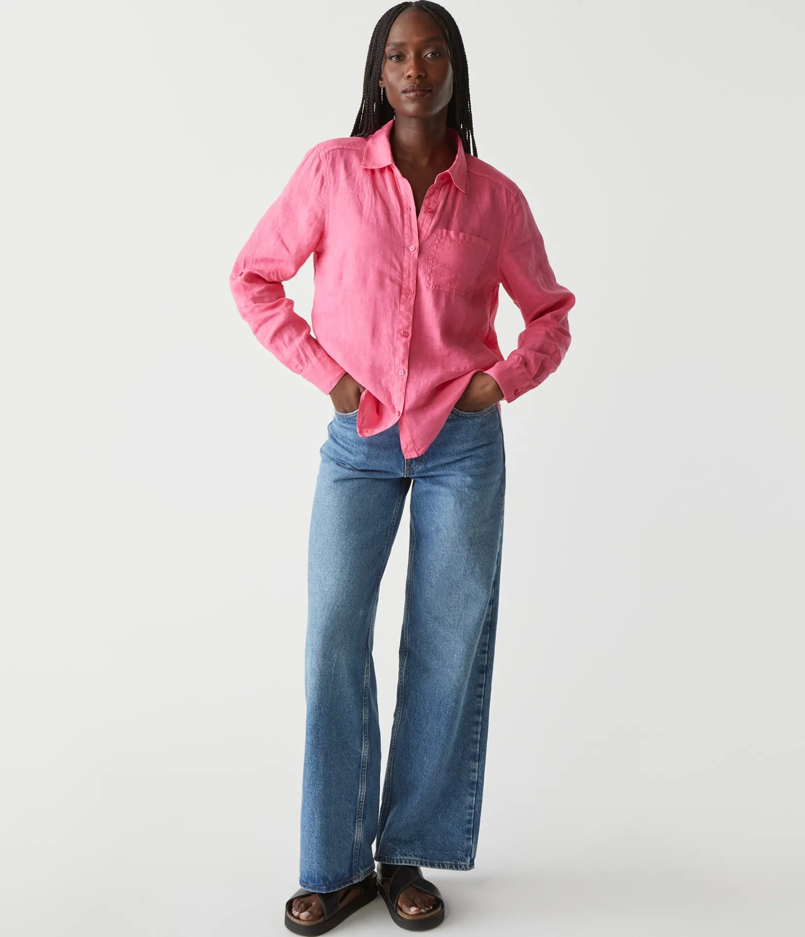 spencer_linen_button_down_top_29.webp Michael Stars Spencer Linen Button Down Top- Tops, Blouses & Shirts