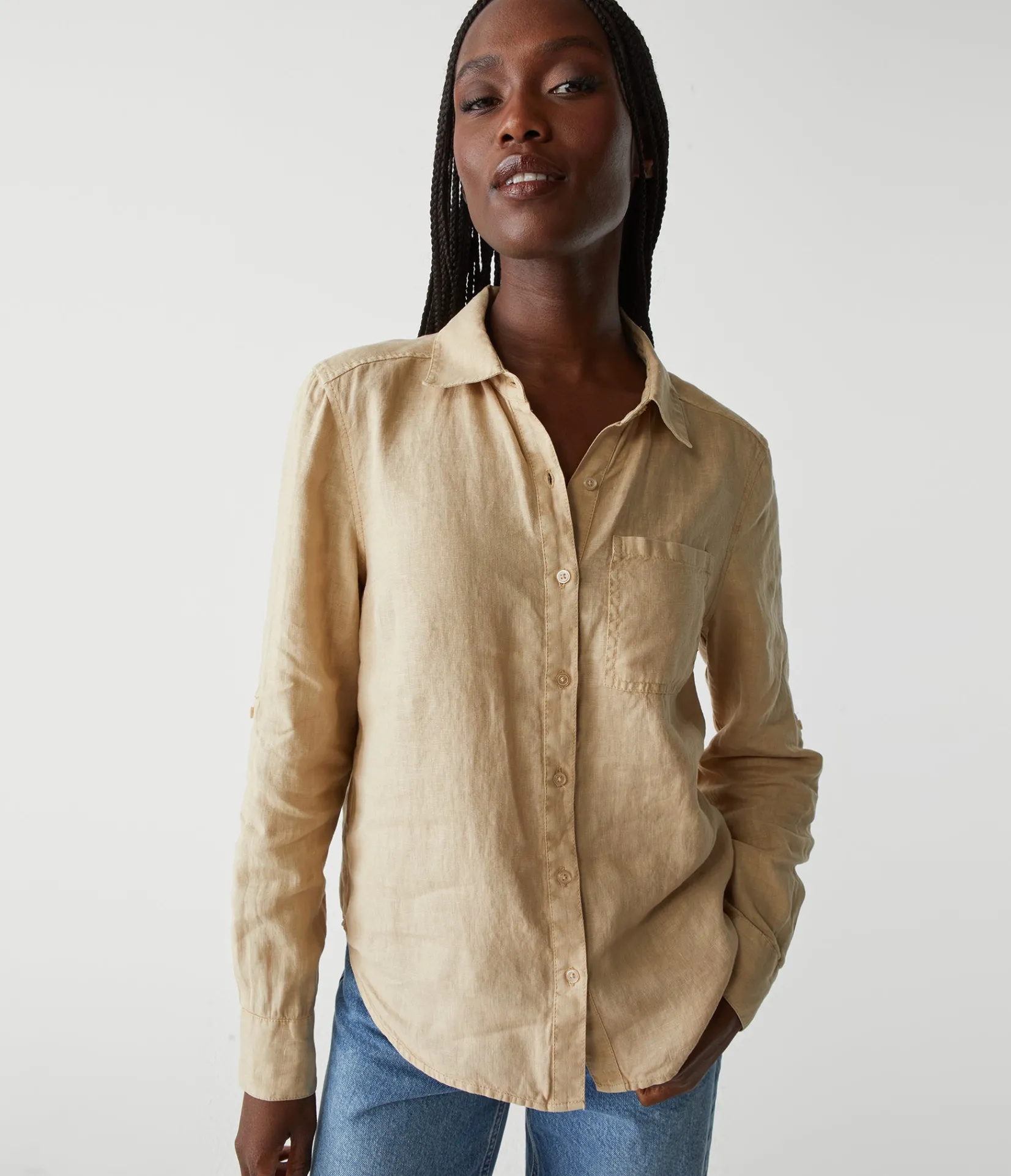 spencer_linen_button_down_top_8.webp Michael Stars Spencer Linen Button Down Top- Tops, Blouses & Shirts