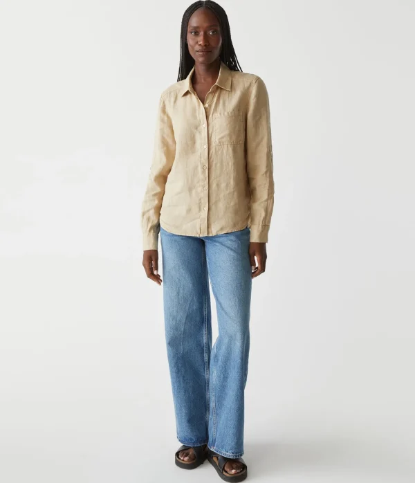 Michael Stars Spencer Linen Button Down Top- Tops, Blouses & Shirts