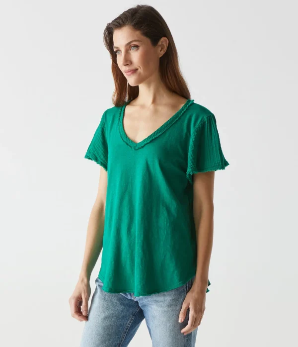 Michael Stars Tate Mixed Fabric Tee- T-Shirts | Supima Cotton T-Shirts