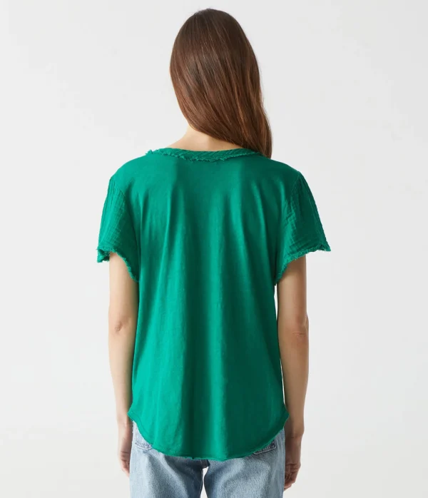 Michael Stars Tate Mixed Fabric Tee- T-Shirts | Supima Cotton T-Shirts