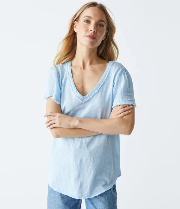 Michael Stars Tate Mixed Fabric Tee- T-Shirts | Supima Cotton T-Shirts