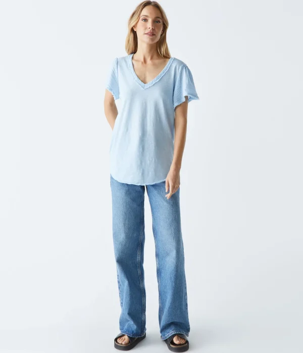 Michael Stars Tate Mixed Fabric Tee- T-Shirts | Supima Cotton T-Shirts