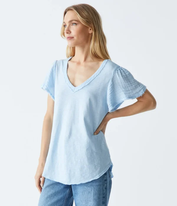 Michael Stars Tate Mixed Fabric Tee- T-Shirts | Supima Cotton T-Shirts