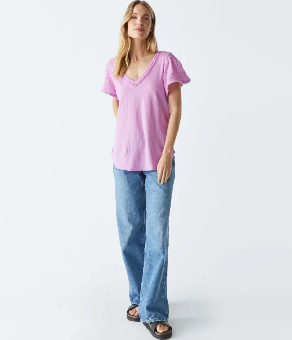 Michael Stars Tate Mixed Fabric Tee- T-Shirts | Supima Cotton T-Shirts