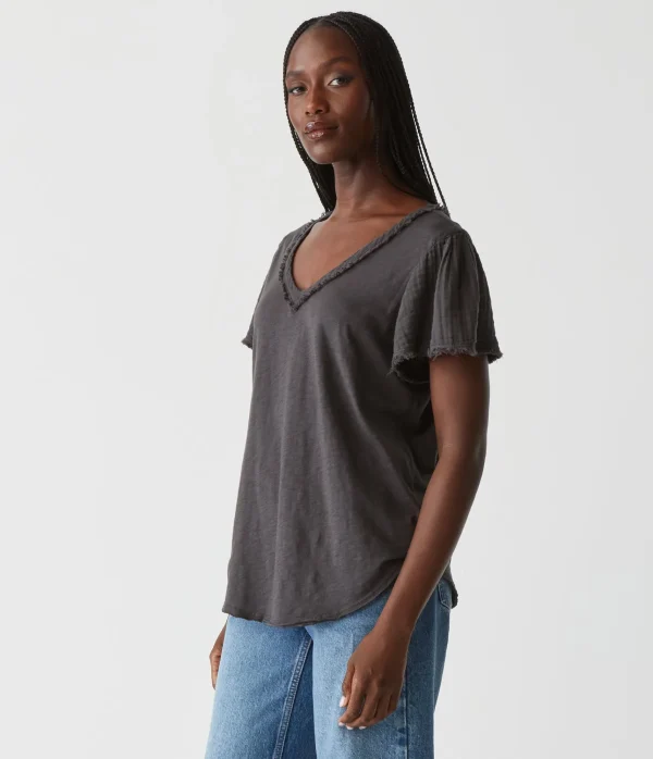 Michael Stars Tate Mixed Fabric Tee- T-Shirts | Supima Cotton T-Shirts