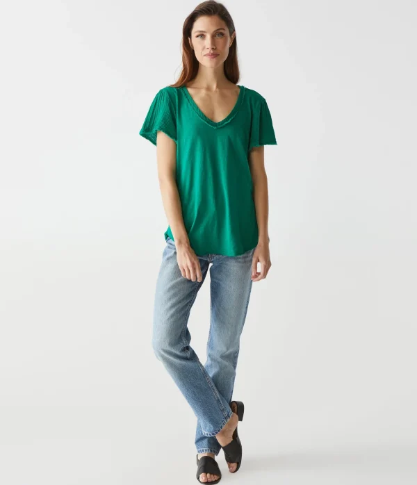 Michael Stars Tate Mixed Fabric Tee- T-Shirts | Supima Cotton T-Shirts