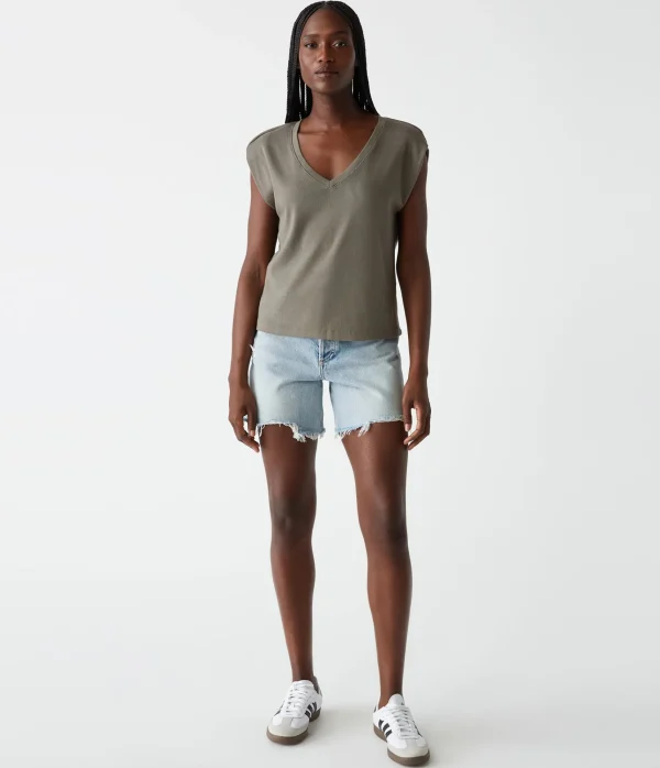 Michael Stars Tati Power Shoulder Top- T-Shirts | Ultra Rib T-Shirts
