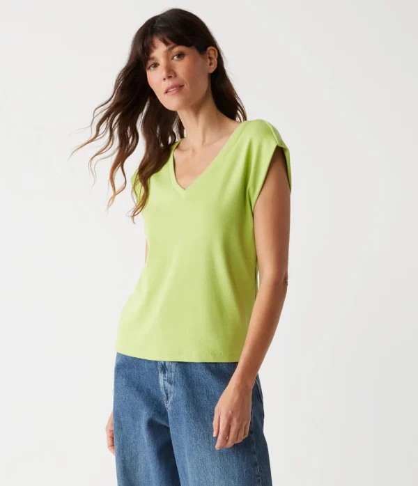 Michael Stars Tati Power Shoulder Top- T-Shirts | Ultra Rib T-Shirts