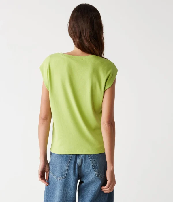 Michael Stars Tati Power Shoulder Top- T-Shirts | Ultra Rib T-Shirts