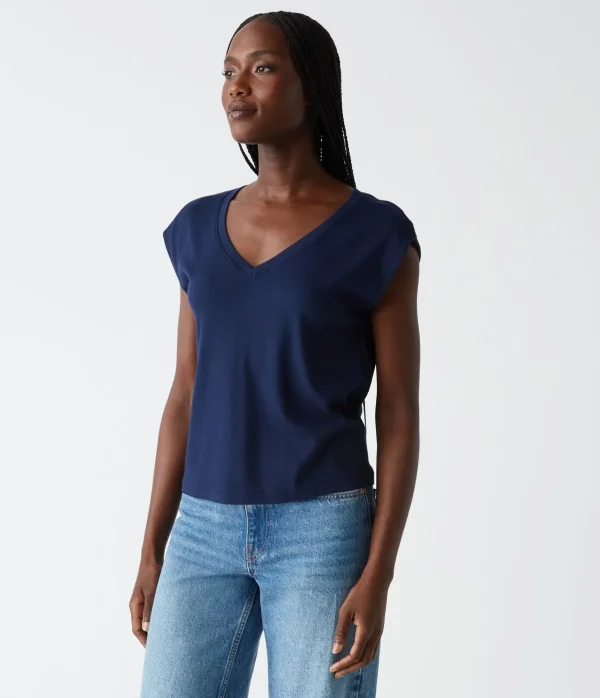 Michael Stars Tati Power Shoulder Top- T-Shirts | Ultra Rib T-Shirts