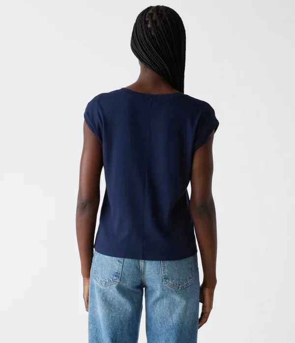 Michael Stars Tati Power Shoulder Top- T-Shirts | Ultra Rib T-Shirts