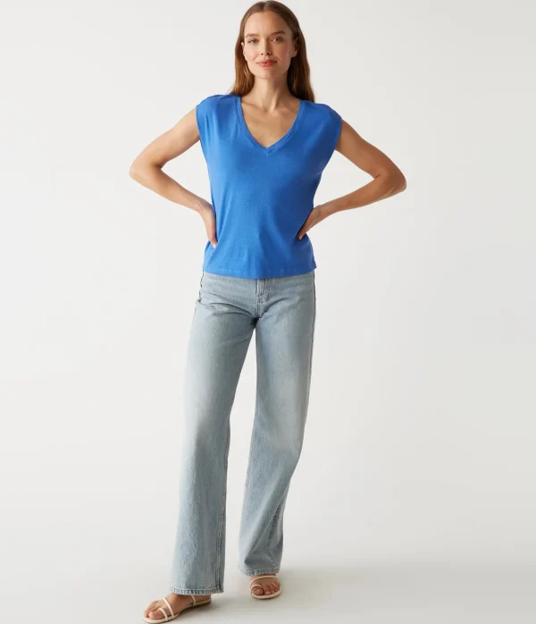 Michael Stars Tati Power Shoulder Top- T-Shirts | Ultra Rib T-Shirts