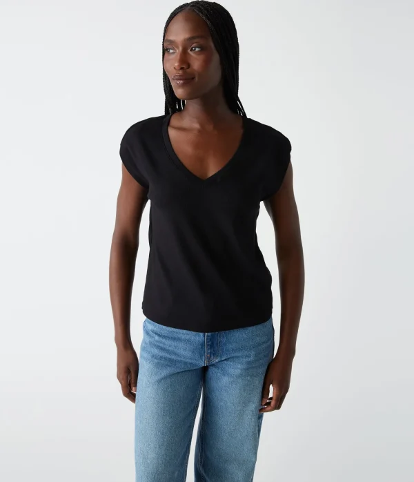 Michael Stars Tati Power Shoulder Top- T-Shirts | Ultra Rib T-Shirts
