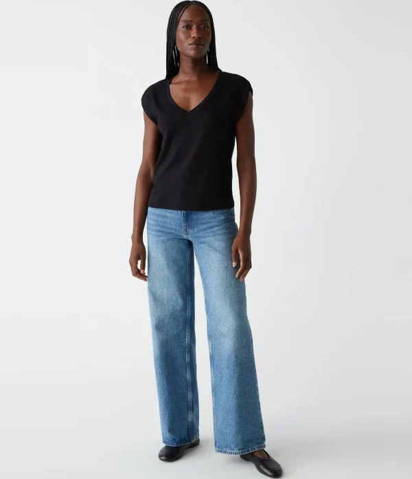 Michael Stars Tati Power Shoulder Top- T-Shirts | Ultra Rib T-Shirts