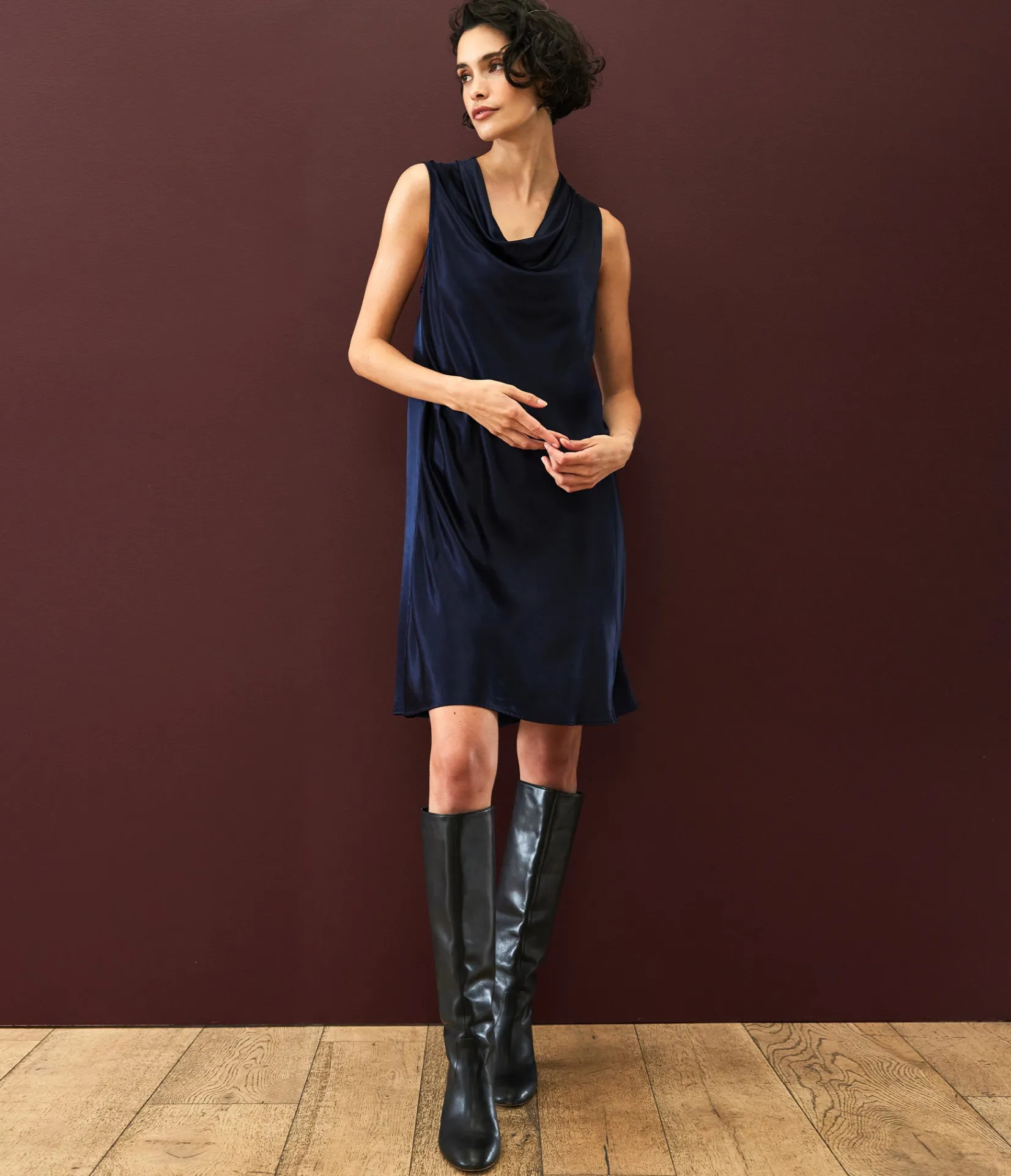 tessa_satin_mini_dress_4.webp Michael Stars Tessa Satin Mini Dress- Dresses