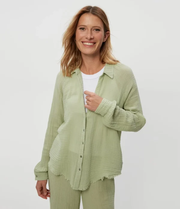 Michael Stars Toni Gauze Button Down Shirt- Tops, Blouses & Shirts