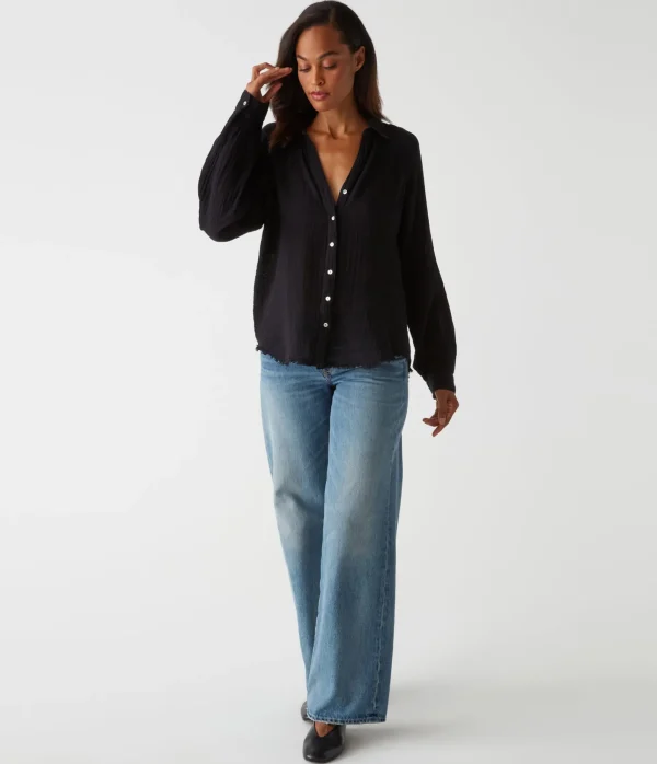 Michael Stars Toni Gauze Button Down Shirt- Tops, Blouses & Shirts