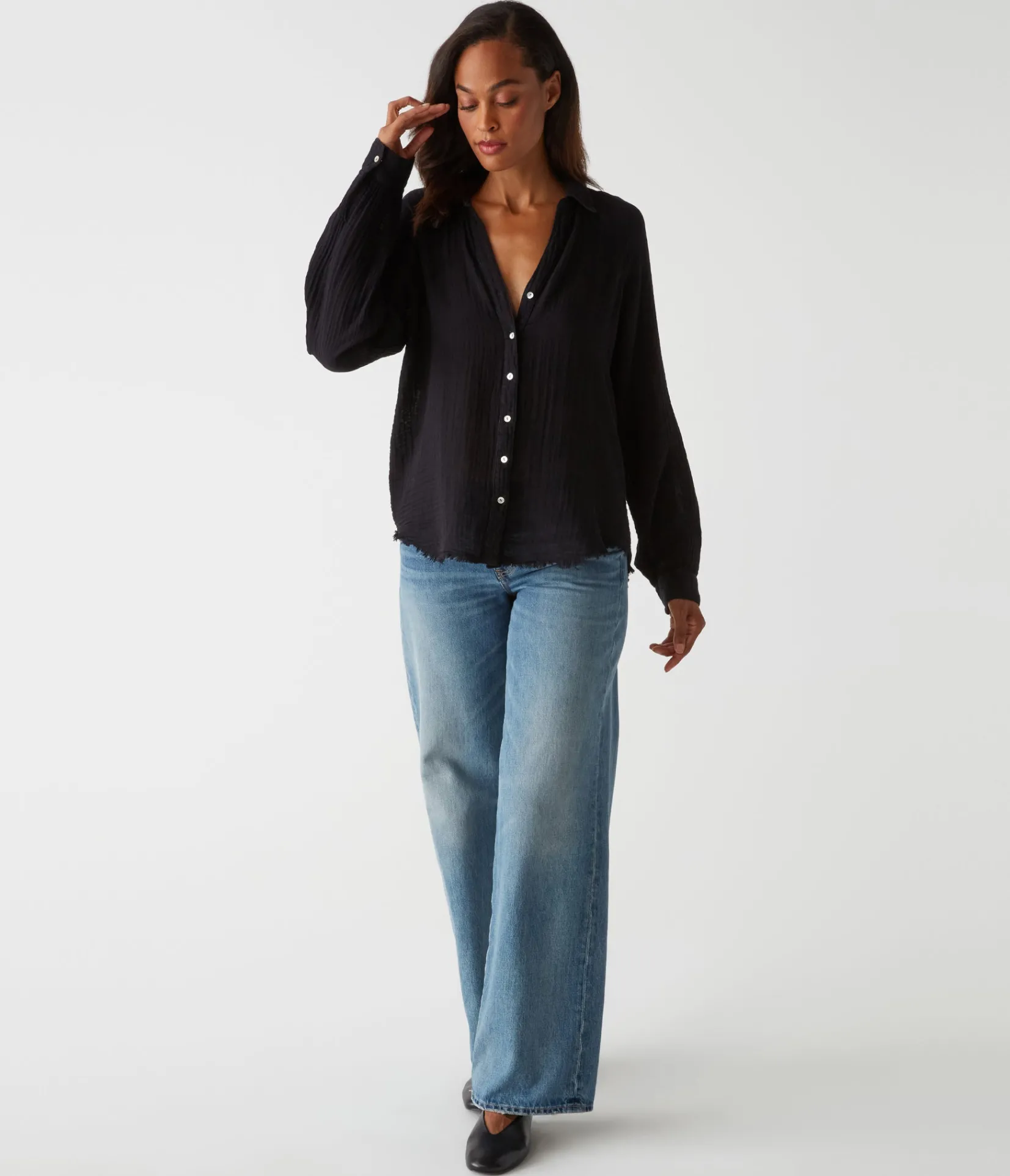 toni_gauze_button_down_shirt_10.webp Michael Stars Toni Gauze Button Down Shirt- Tops, Blouses & Shirts