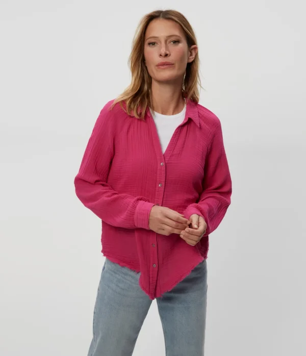 Michael Stars Toni Gauze Button Down Shirt- Tops, Blouses & Shirts
